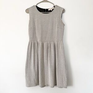 Gray Ribbed Pleated A-Line Dress